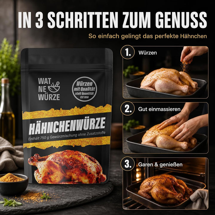 WAT NE WÜRZE Hähnchengewürz Chicken Rub 750 g | Gewürz für Brathähnchen, Chicken Wings, Hähnchen, Ga