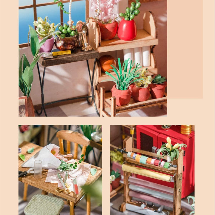 Rolife Mini DIY Handwerk Puppenhaus Kit Blumenladen Modell Puppenhaus Spielzeug Set Erwachsene Teena