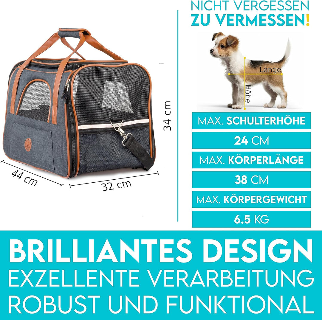 HUND IST KÖNIG® Hundetasche Katzentasche bis 6,5kg - robust & formstabil | Hochwertige Hundetragetas