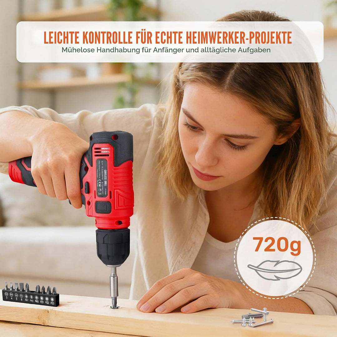 Hi-Spec 8V USB Akku-Bohrschrauber-Set mit Bohrerbits, Kabelloser &amp; Wiederaufladbarer Elektroschraube