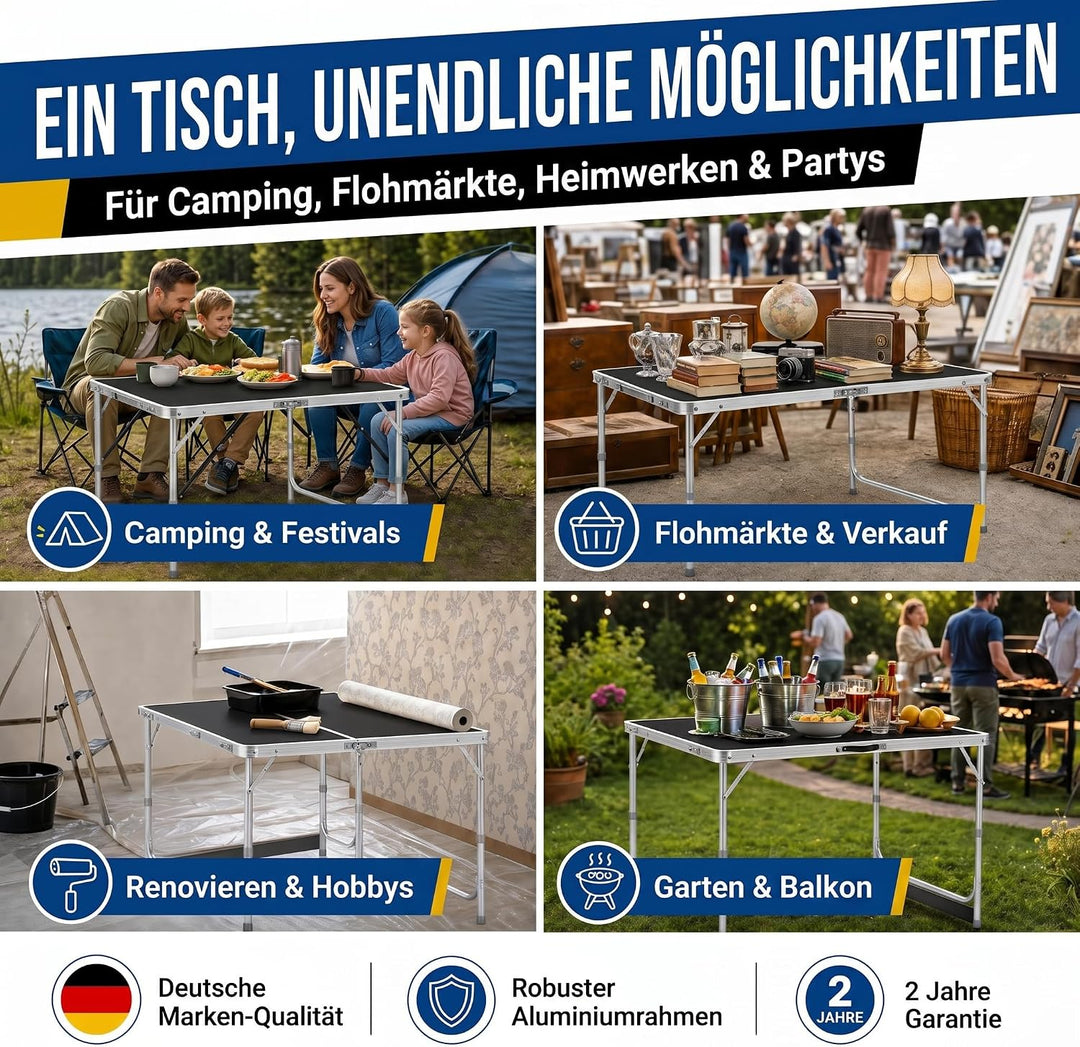 Klappbarer Multifunktionstisch Mehrzwecktisch Campingtisch Klapptisch Markttisch höhenverstellbarer
