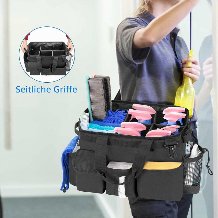 LoDrid Large Cleaning Caddy Bag with Detachable Divider, Wearable Cleaning Caddy Organizer with Hand