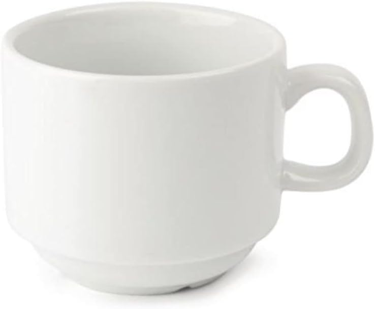 Olympia Whiteware stapelbare Teetassen, 200 ml (12 Stück), weisses Porzellan, Teetassen und Kaffeeta