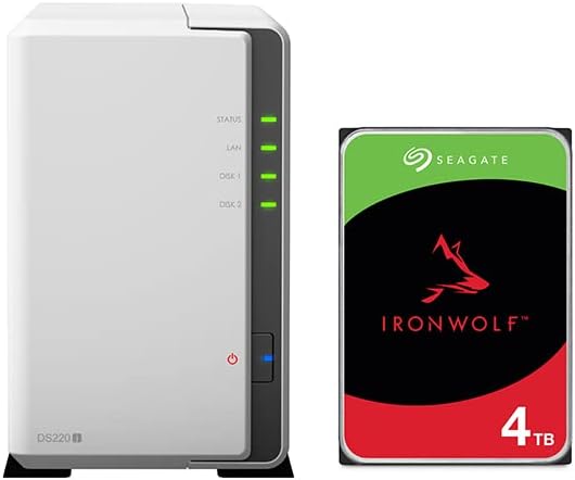 Synology DS220j 8 TB 2 Bay Desktop NAS-Lösung | Installiert mit 2 x 4 TB Seagate IronWolf-Laufwerken