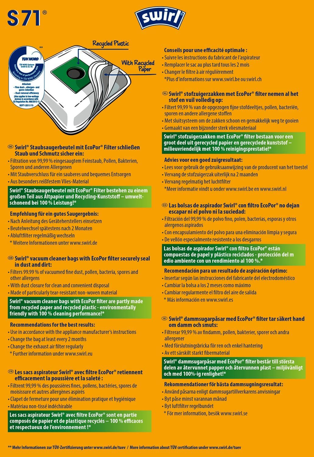 S 71 MicroPor® Plus Staubsaugerbeutel Vorteilspack, 10 Beutel für Siemens und Bosch Staubsauger 10 P