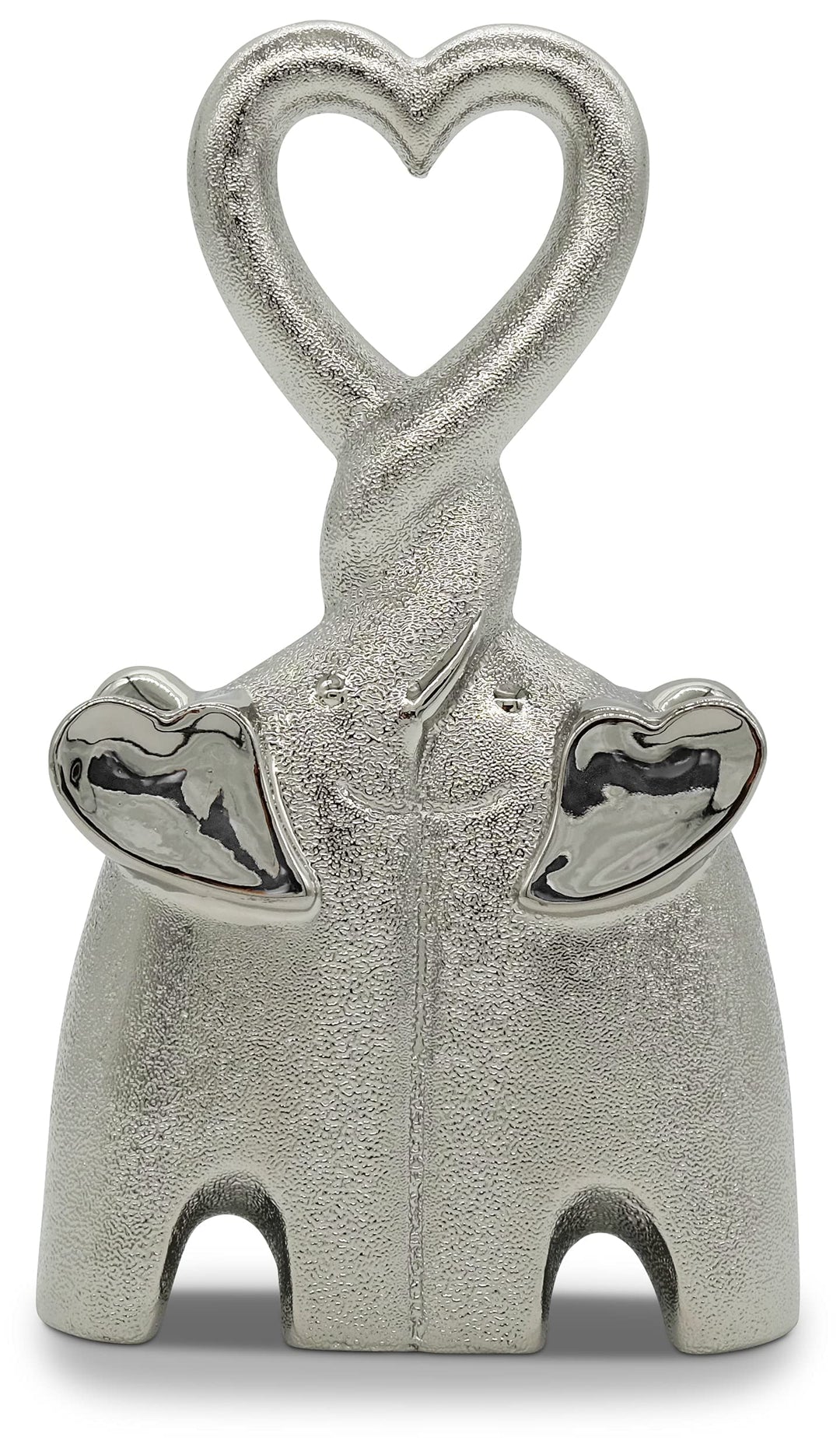 FeinKnick Dekofigur herzendes Elefanten-Pärchen - Keramik Deko Figur Elefant 23cm hoch - Moderne Dek