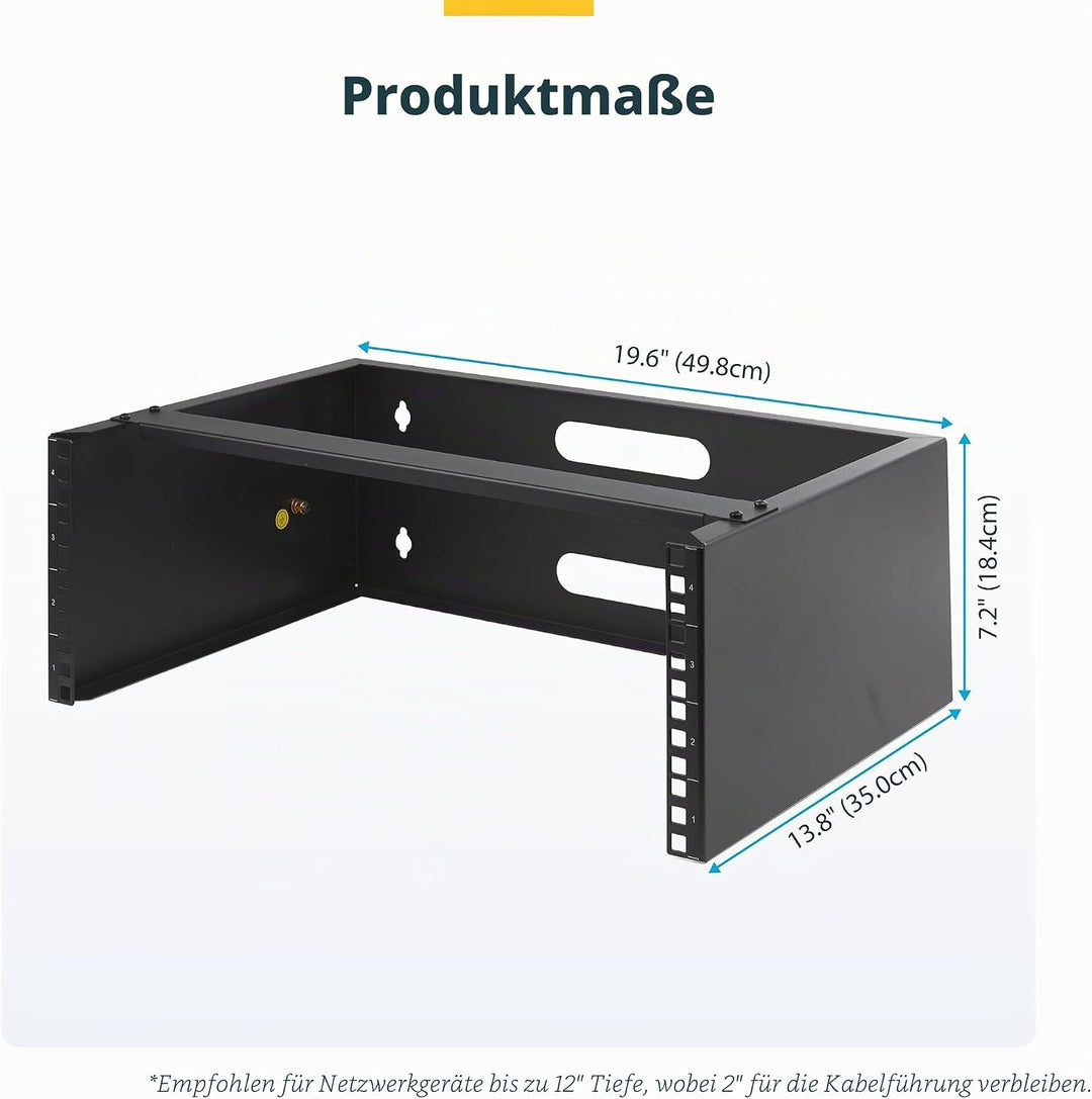 StarTech.com 4HE Wandmontage Rack - 19 Zoll Wandmontage-Netzwerk-Rack - 35cm tief (Low Profile) - Wa