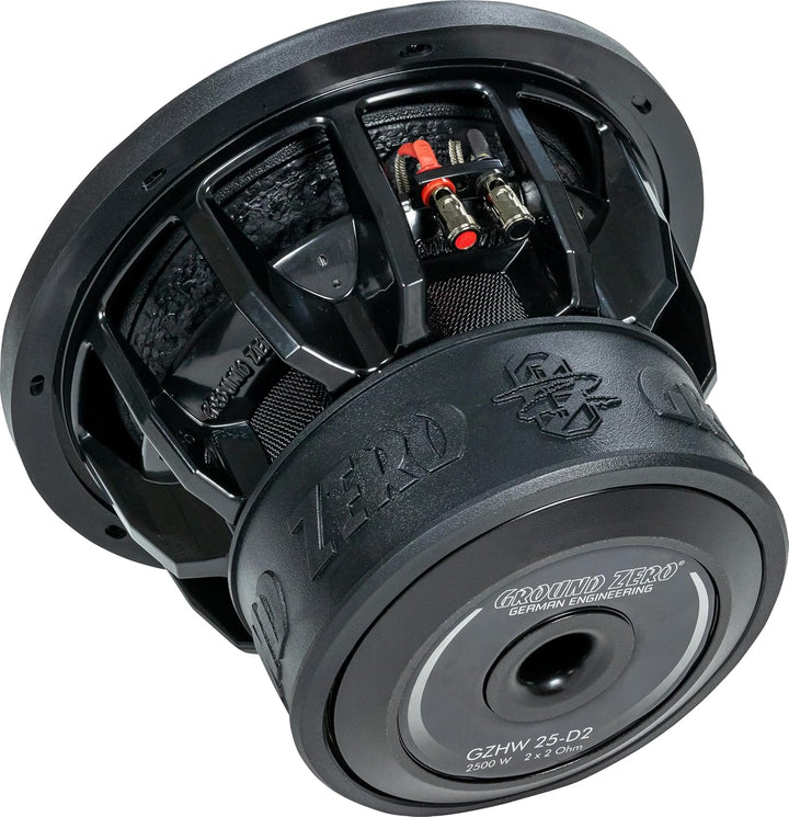 Ground Zero GZHW 25-D1 – 10 Zoll High Performance Subwoofer, 1200W RMS, 2x1 Ohm, extrem belastbar, t
