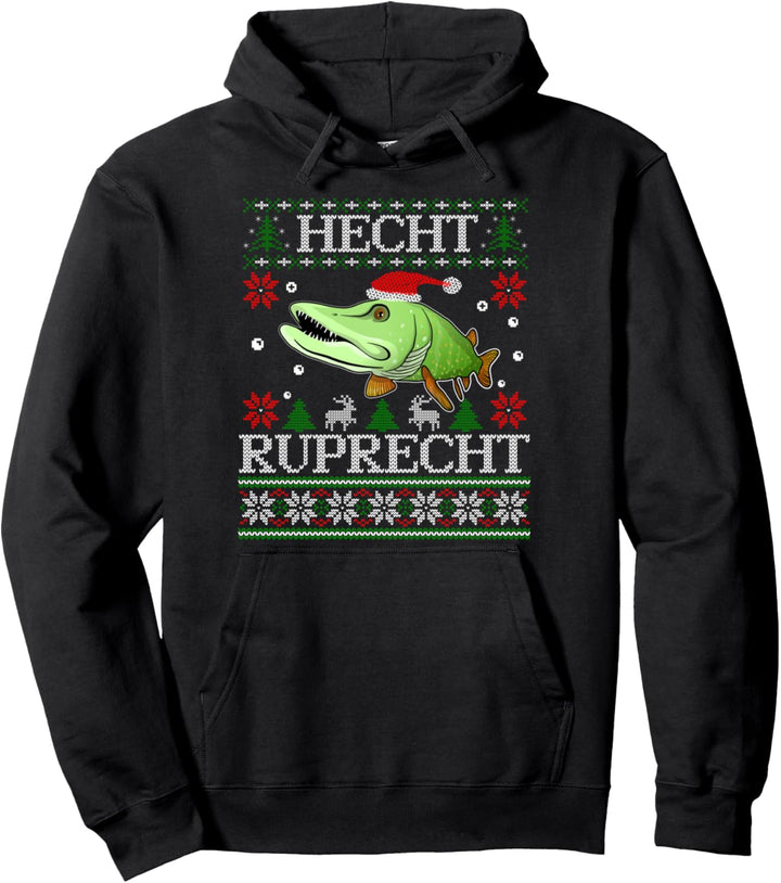 Lustige Angler Geschenke Weihnachten Angeln Hecht Ruprecht Pullover Hoodie