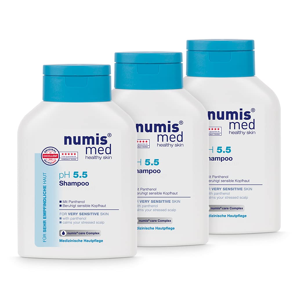 numis med Shampoo ph 5.5-3er Pack Hautberuhigendes Haarshampoo für sehr empfindliche & sensible Haut