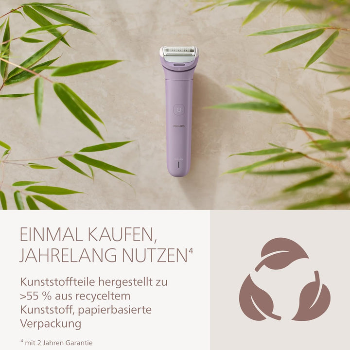 Philips Lady Shaver Series 8000 - kabelloser elektrischer Rasierer, nass und trocken, 3-Klingen-Syst