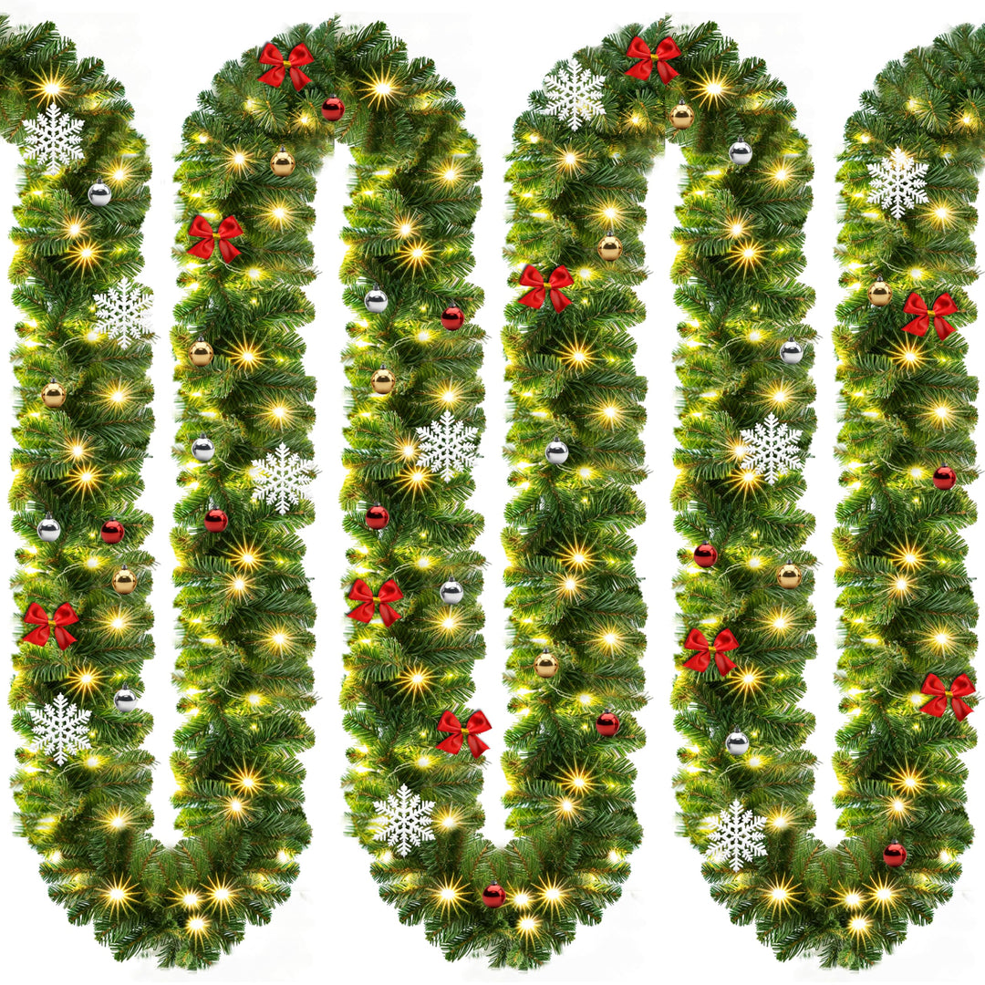 Casaria Weihnachtsgirlande mit Beleuchtung Deko 10m 160 LEDs Beleuchtet Innen Aussen Grün Weihnachts