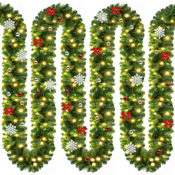 Casaria Weihnachtsgirlande mit Beleuchtung Deko 10m 160 LEDs Beleuchtet Innen Aussen Grün Weihnachts