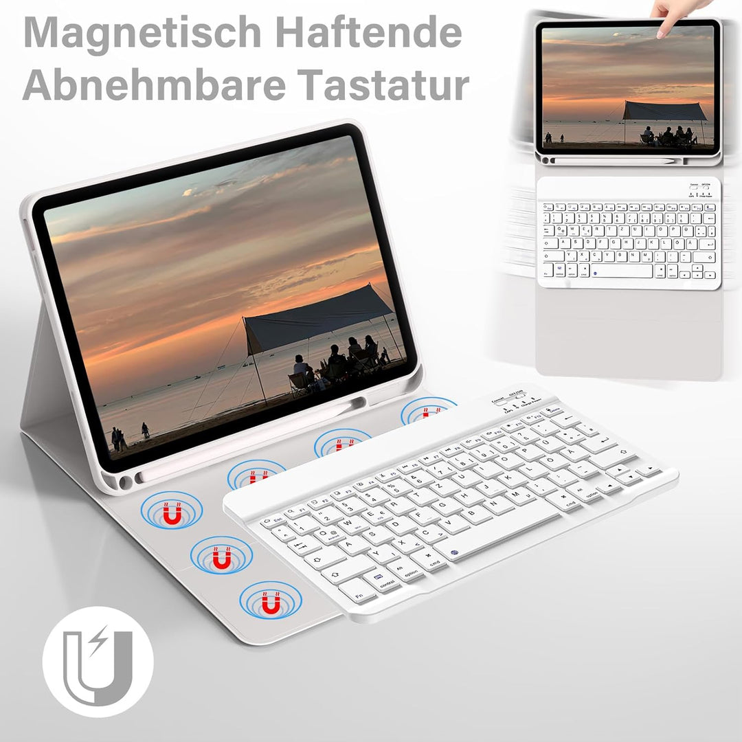 Hülle mit Tastatur für iPad A16 11. /10.Generation 11/10,9 Zoll 2025/2022, Magnetisches Anti-Detach