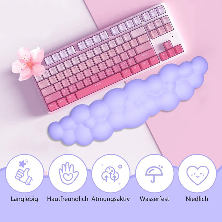 JIKIOU Cloud Handgelenkauflage Tastatur aus Leder mit rutschfester PU-Basis, bequemer Memory-Schaum