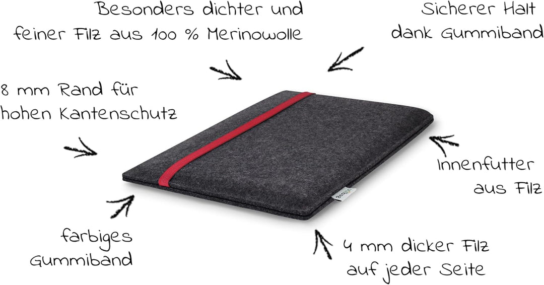 Stilbag massgeschneiderte Tablet-Hülle LEON | Tablettasche aus Filz | Tablet Schutzhülle | Tasche Ma