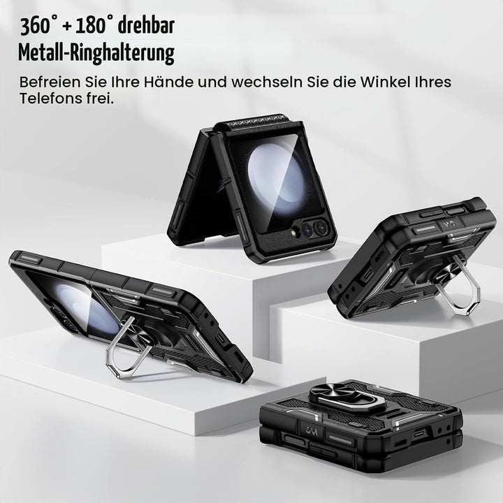 Doeshine Samsung Galaxy Z Flip 5 Hülle mit Magnetisch Ständer &amp; Kameraschutz, Ganzkörper Robuste Sto