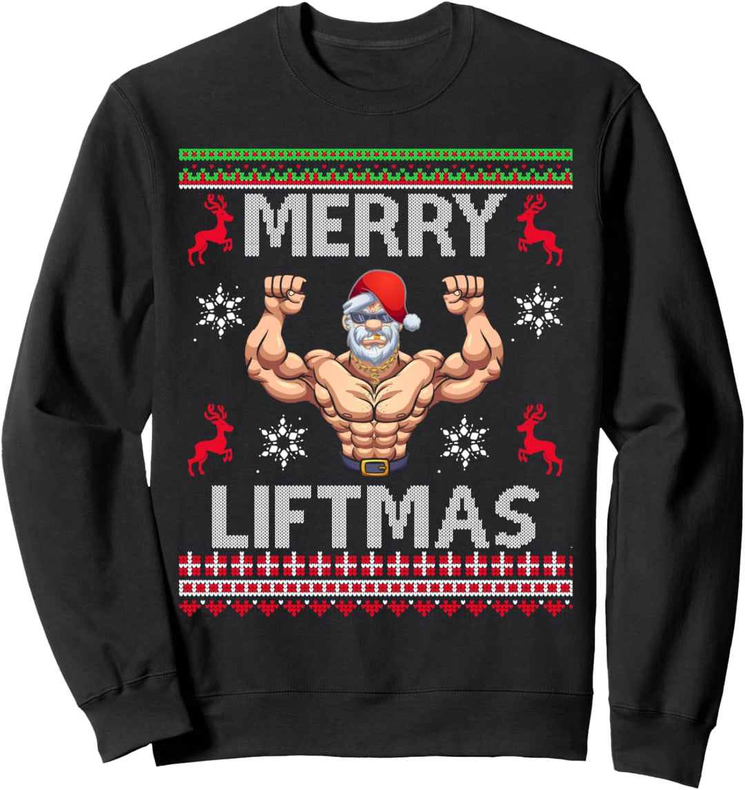 Merry Liftmas Weihnachten Weihnachtsmann Lustig Fitness Sweatshirt