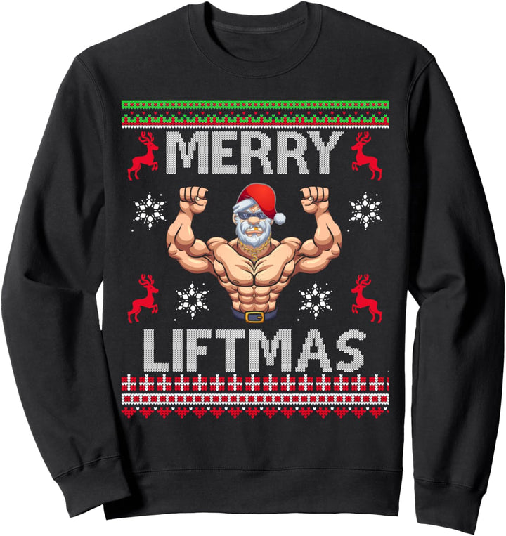 Merry Liftmas Weihnachten Weihnachtsmann Lustig Fitness Sweatshirt