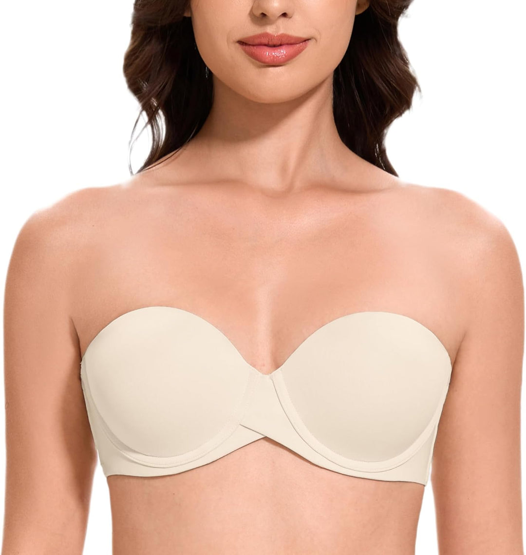 MELENECA Damen Push-Up Trägerlos BH - Bügel BH mit geformte Cups 85B Sanddollar, 85B Sanddollar