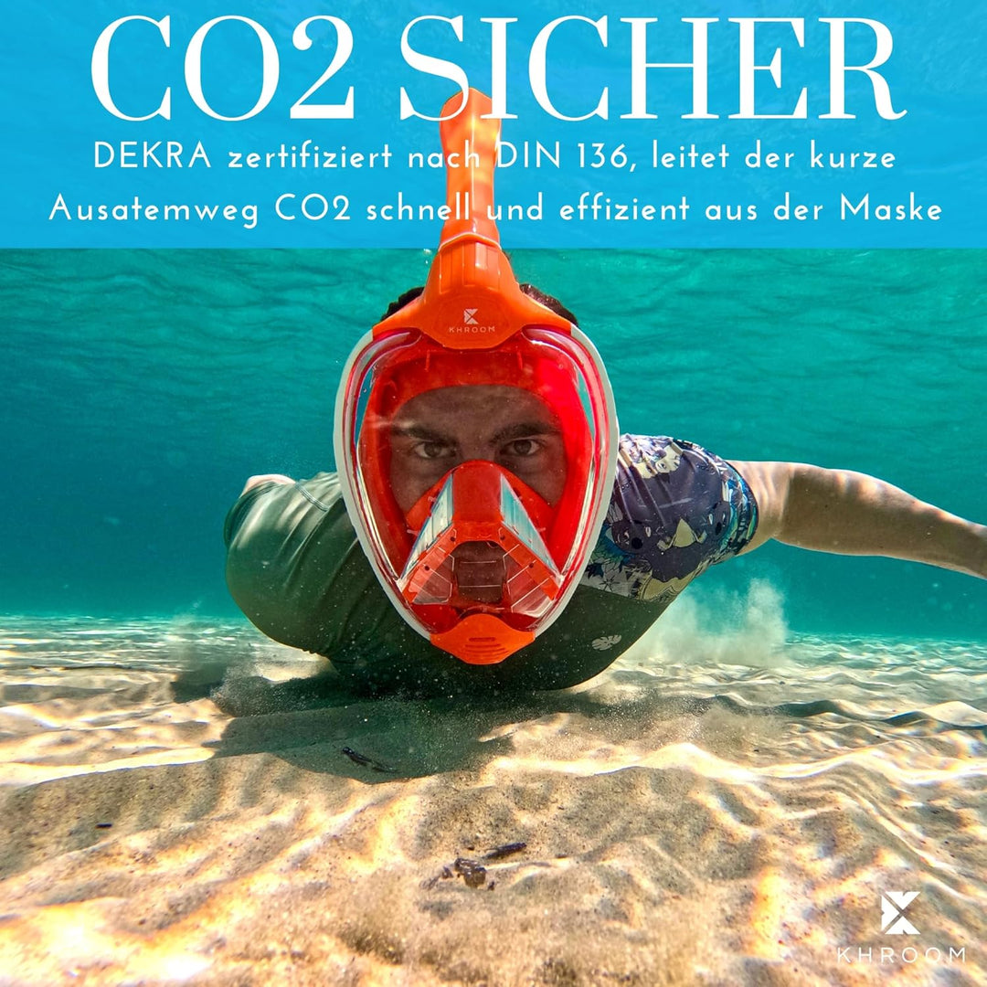 Khroom® von DEKRA® geprüfte CO2 sichere Schnorchelmaske Vollmaske | bekannt aus YouTube | Seaview X