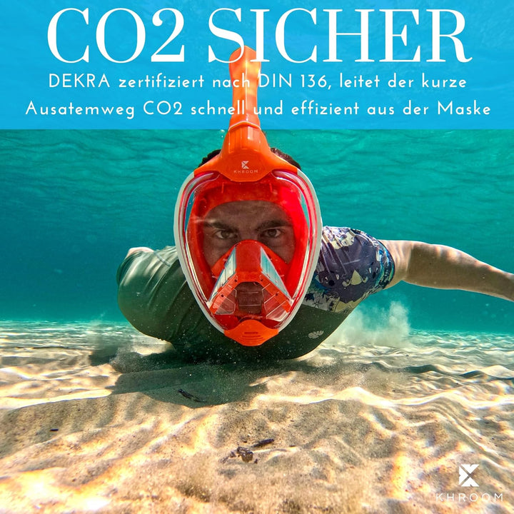 Khroom® von DEKRA® geprüfte CO2 sichere Schnorchelmaske Vollmaske | bekannt aus YouTube | Seaview X