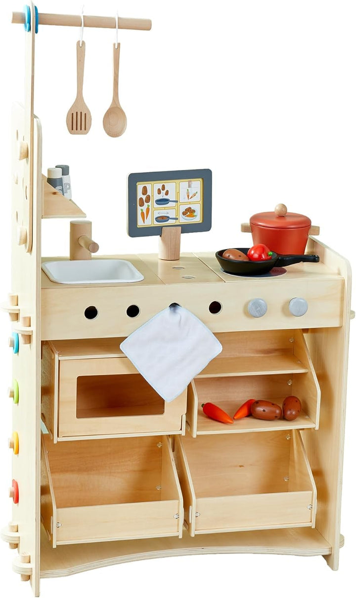 HABA Creative Play 3 in 1 - Spielküche, Kaufladen & Werkstatt für Kinder ab 3 Jahren - Werkzeugloser