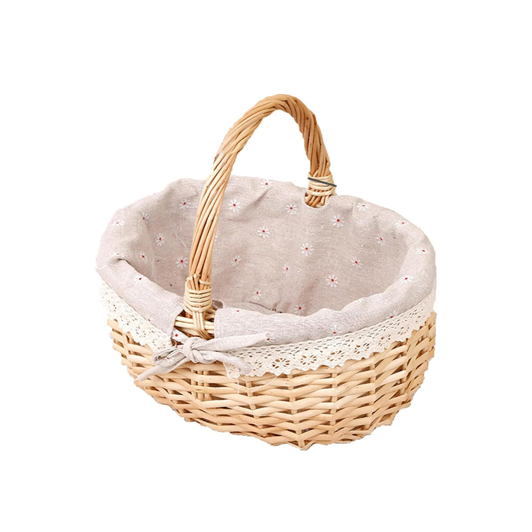 Picknickkorb aus Weide, Natural Weidenkorb mit Henkel, Handlicher Einkaufskorb aus Weide, Picknickko