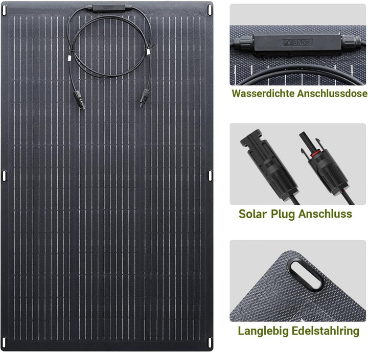ALLPOWERS SF200 200W Flexibles Solar Panel ETFE Monokristallines Solarpanel IP68 Solarzelle Photovol
