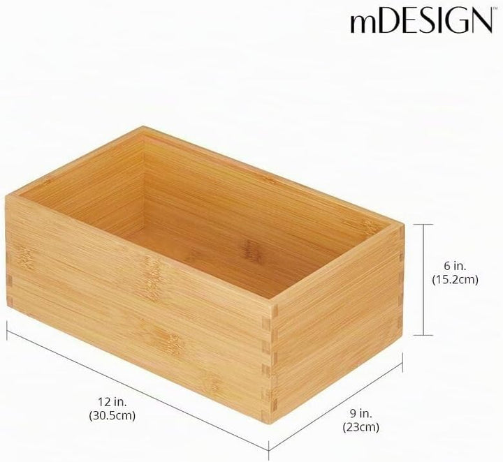 mDesign Bambusbox zur Küchenaufbewahrung – Schubladenbox aus Bambusholz – Aufbewahrungsbox für den K