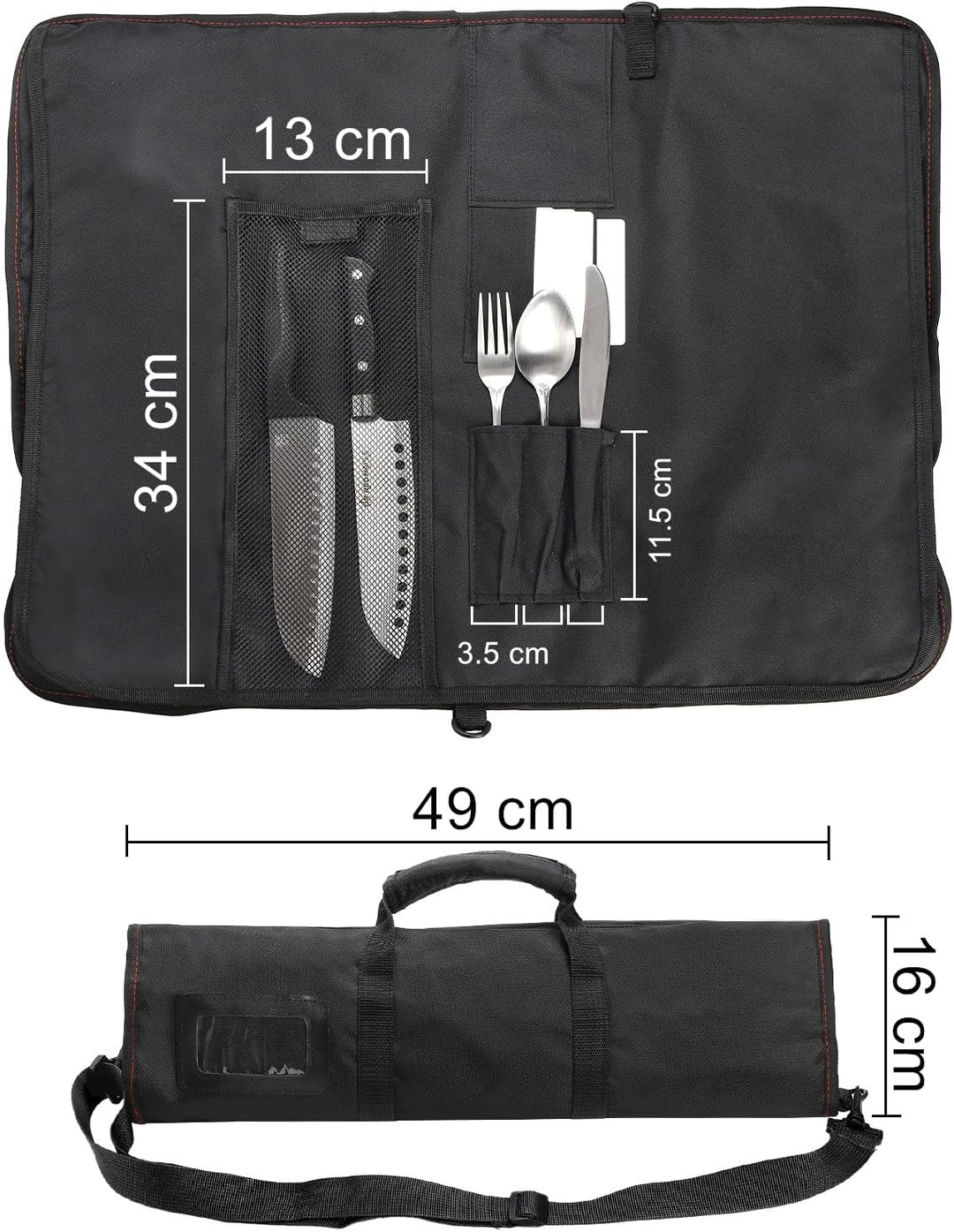 Tosnail Chef Messer Roll Tasche, Heavy Duty Messer Tasche mit 21 Slots & 1 grosse Reissverschlusstas