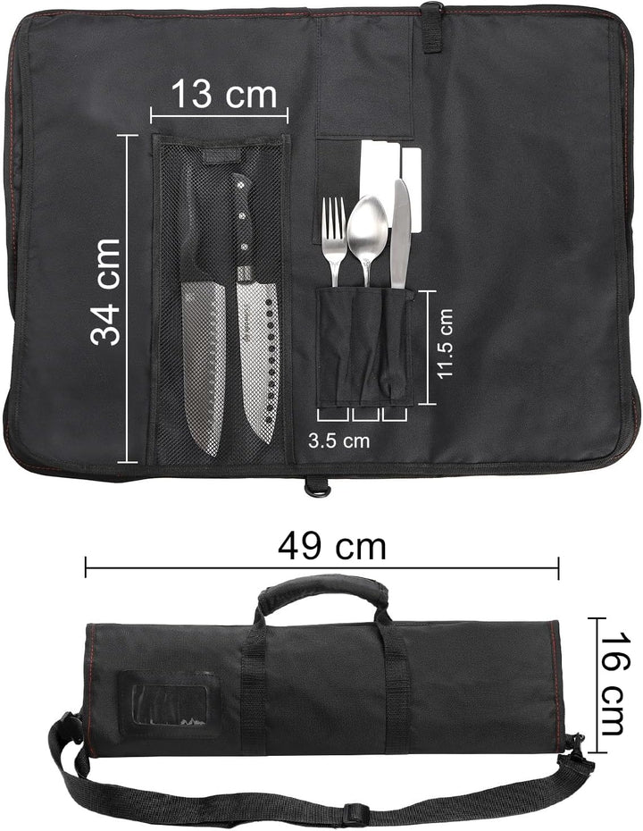 Tosnail Chef Messer Roll Tasche, Heavy Duty Messer Tasche mit 21 Slots & 1 grosse Reissverschlusstas