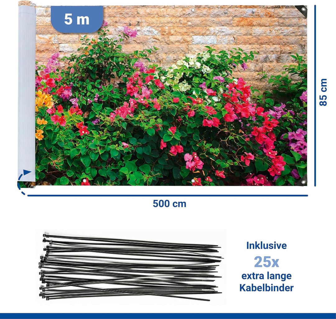 Maximex Balkon-Sichtschutz Mauerblumen, UV- und witterungsbeständig, Schnelltrocknend, Reissfest, 85