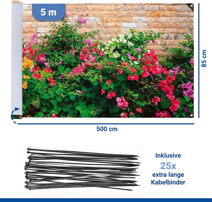 Maximex Balkon-Sichtschutz Mauerblumen, UV- und witterungsbeständig, Schnelltrocknend, Reissfest, 85