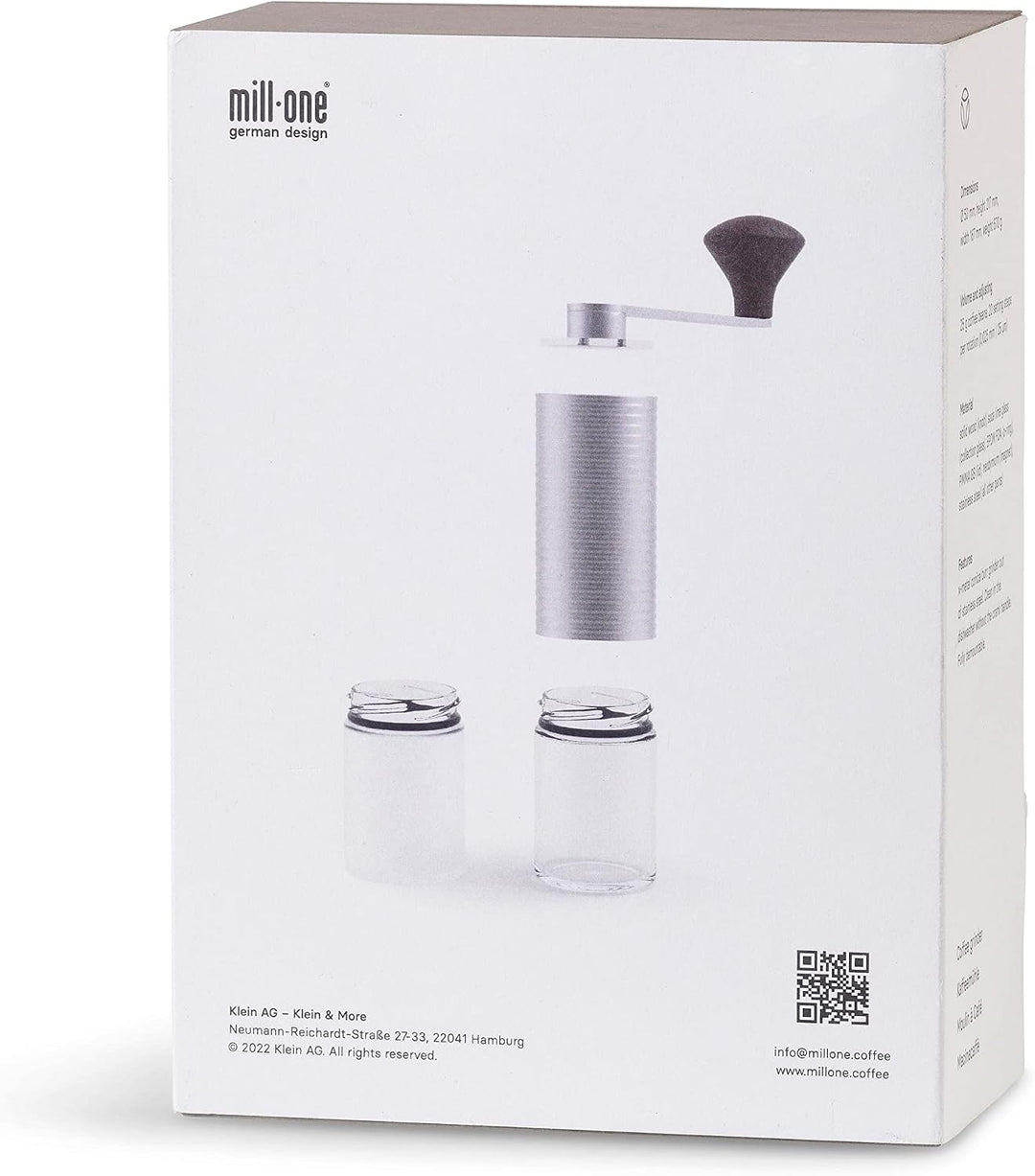 millone compact manuelle Kaffeemühle präzise Mahlgradeinstellung, zwei Edelstahl Mikrokugellager, kl