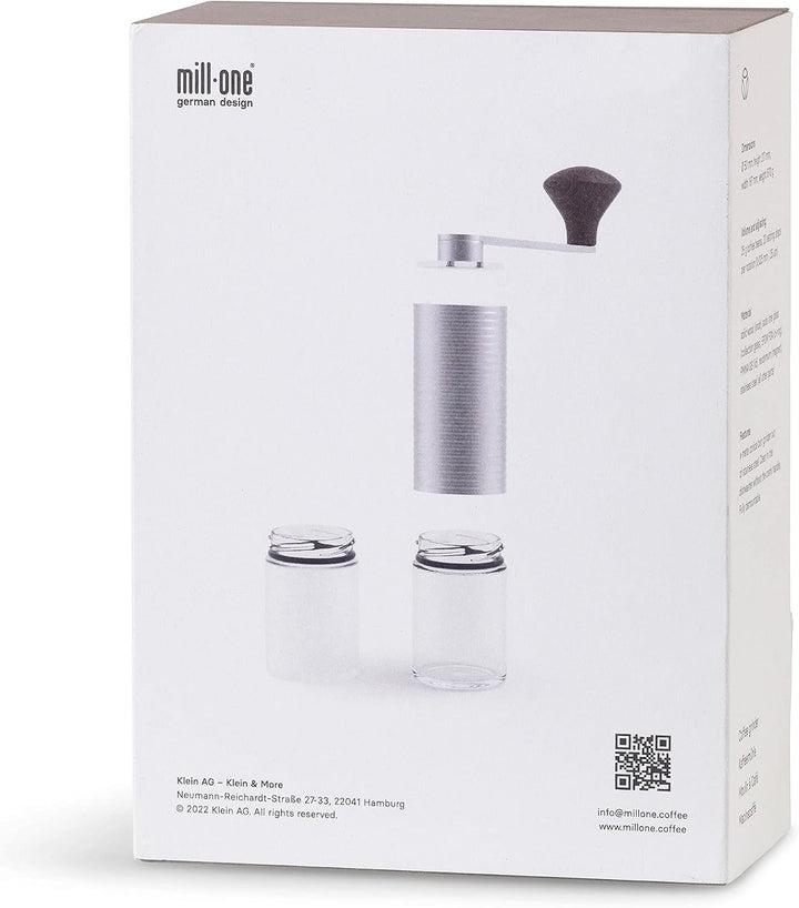 millone compact manuelle Kaffeemühle präzise Mahlgradeinstellung, zwei Edelstahl Mikrokugellager, kl