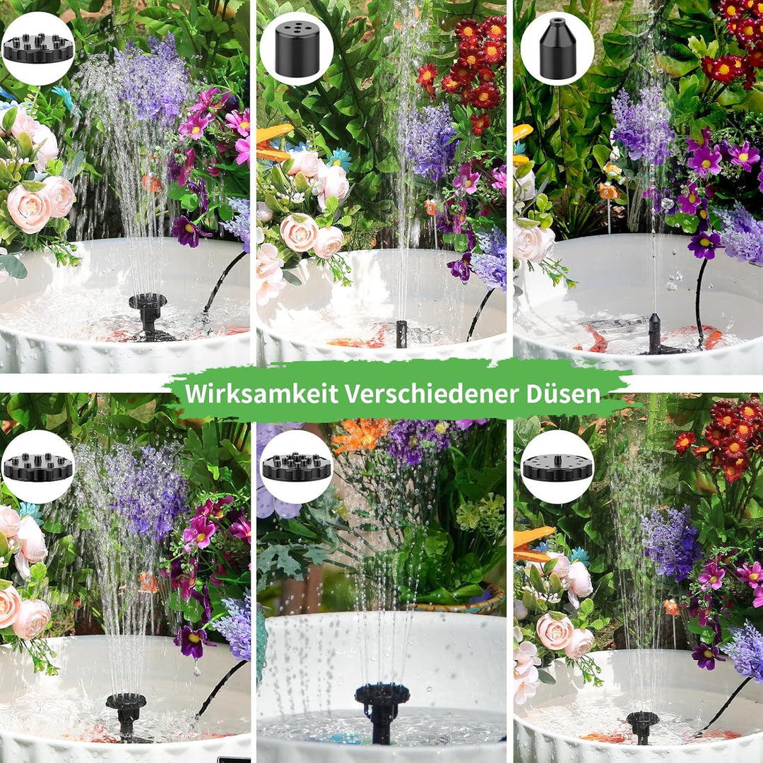 AISITIN Solar Springbrunnen für Aussen, Upgrade DIY Solarbrunnen Solarwasserbrunnen, Solar Teichpump
