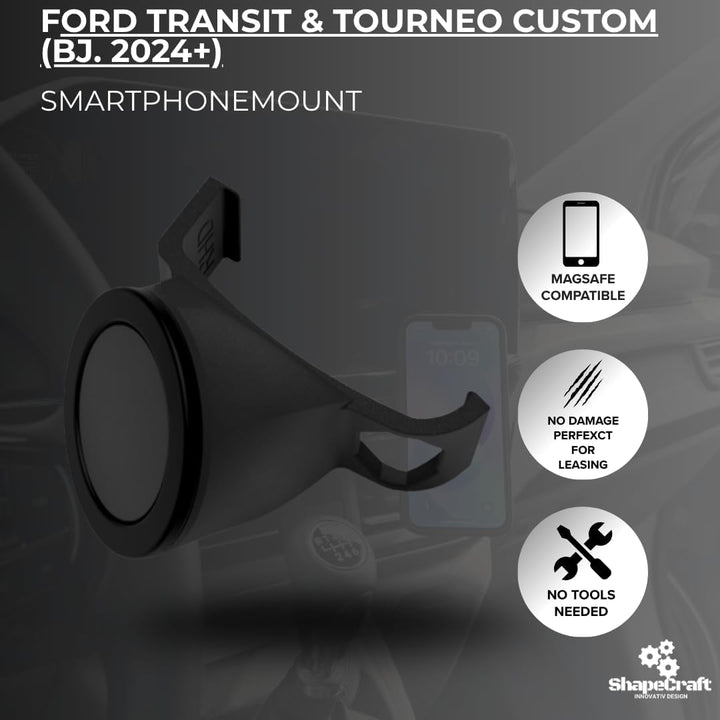 Handyhalterung für Ford Transit & Tourneo Custom (ab 2024) – Fahrzeugspezifischer Clip für 13" Displ