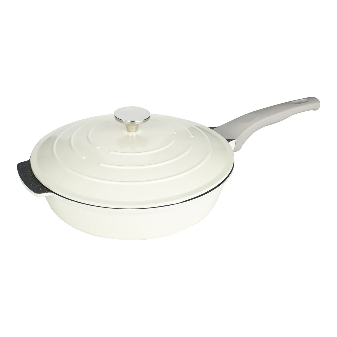 Commichef Alles in Einer Pfanne, Alles Aus Einer, Cremefarben, Aluminiumguss, Mit Deckel, Antihaft,