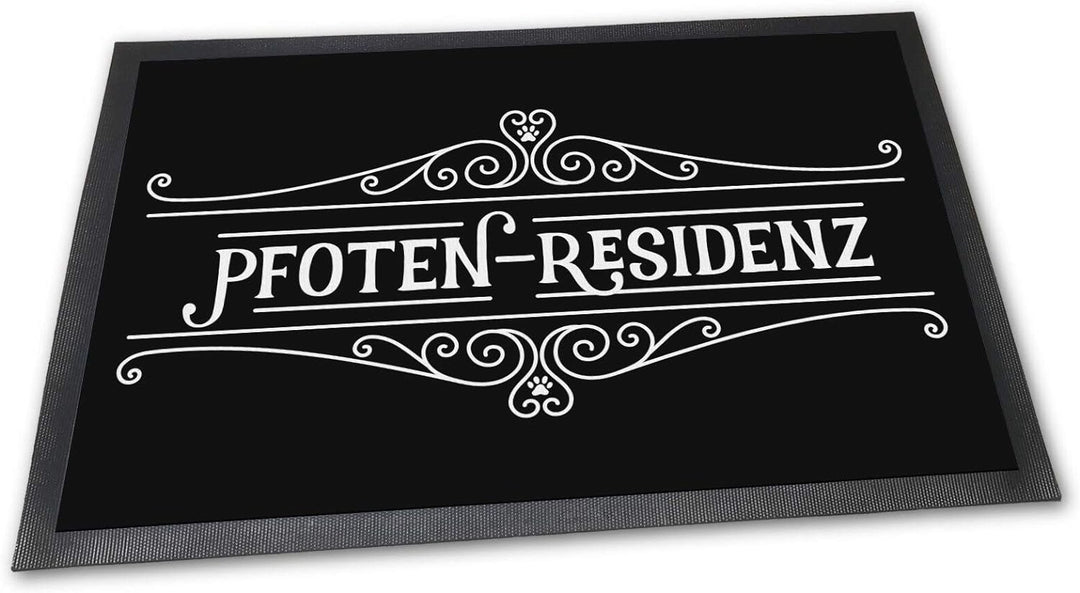 Fussmatte mit lustigem Spruch - Pfoten Residenz - Beste Geschenkidee für Familie mit Haustier - 75 x