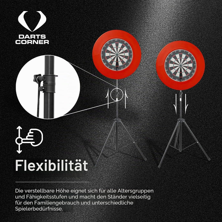 Darts Corner DM01 | Professionelles tragbares Dreibein-Stativ für Dartscheibe, Reiseständer für mobi