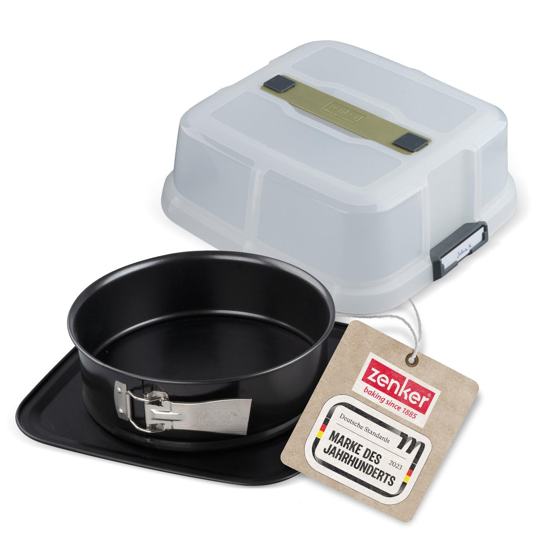 Zenker Bake, Click & Go 24er Springform mit Haube – ⌀ 24 x 8 cm – Backform mit passendem Deckel für