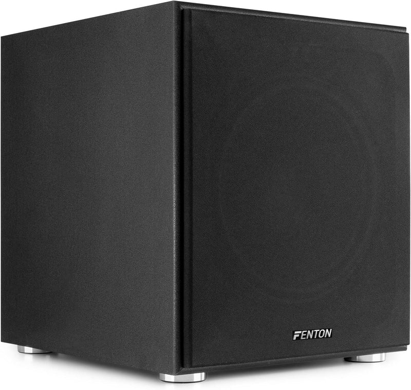 Fenton SHFS12B Subwoofer aktiv 12 Zoll, 400 Watt Sub Woofer, Integrierter Verstärker, Bass Box, Perf