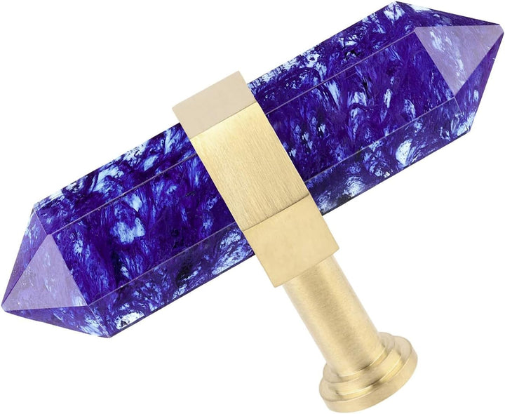 mookaitedecor Satz von 2 blauem Schmelzquarz Sechseck Double Kristall Punkte Schublade Knöpfe mit Sc