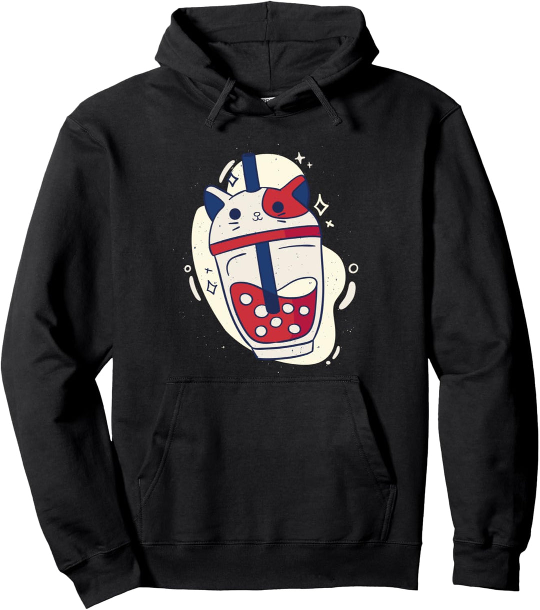 Bubble Tea Cap süsse Katze Pullover Hoodie