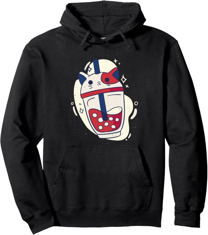 Bubble Tea Cap süsse Katze Pullover Hoodie