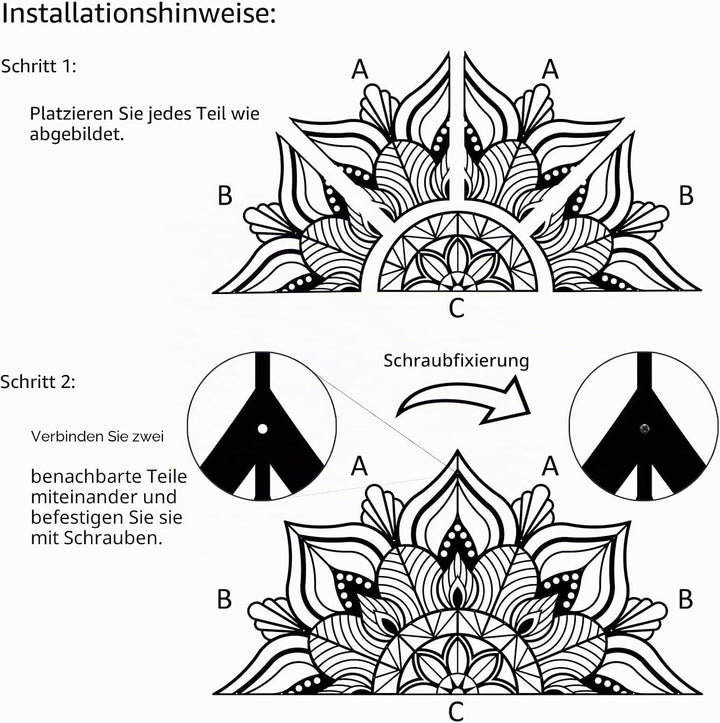 ESTART Grosse Metall-Mandala-Wanddekoration, einzigartige Lotusblumen-Wandkunst für Zuhause Schlafzi