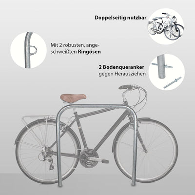 Fahrradanlehnbügel zum Einbetonieren ca. 780 mm breit Fahrradständer Anlehnbügel Anlehnständer Polle