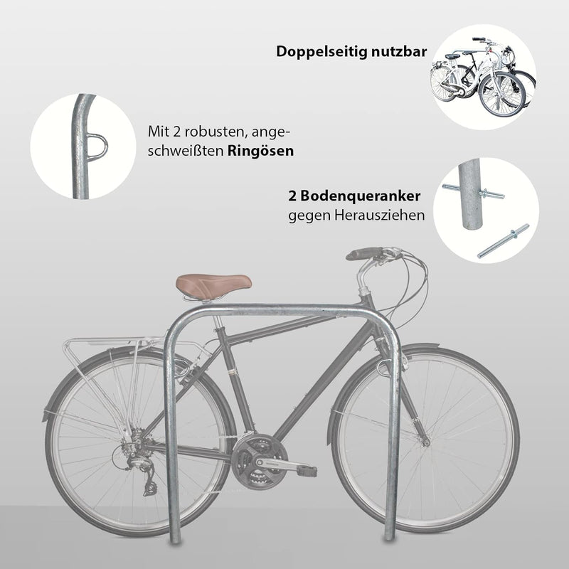 Fahrradanlehnbügel zum Einbetonieren ca. 780 mm breit Fahrradständer Anlehnbügel Anlehnständer Polle