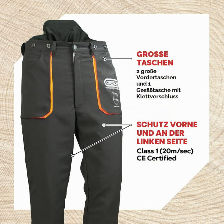 Oregon Yukon Kettensägen-Schnittschutzhose, Typ A Klasse 1, Grösse 2XL (XXL, EU 58-60) (295435/2XL),